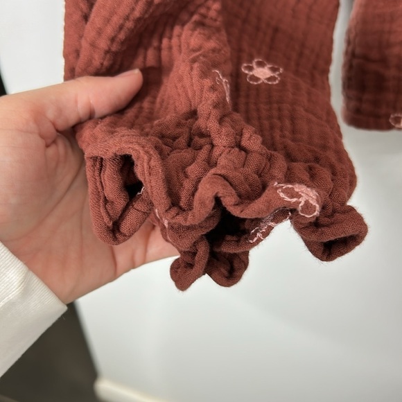 Madewell Maira Lightspun Embroidered Floral Burnished Mahogany Weap Top - Picture 6 of 7